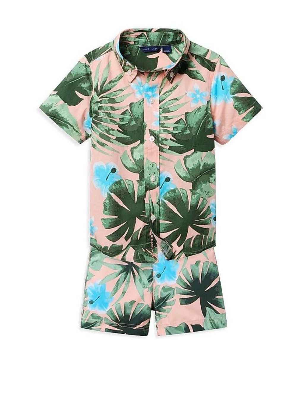 Janie and Jack coral cabana Tropical Leaf Button-Up Set swim and button down 4T